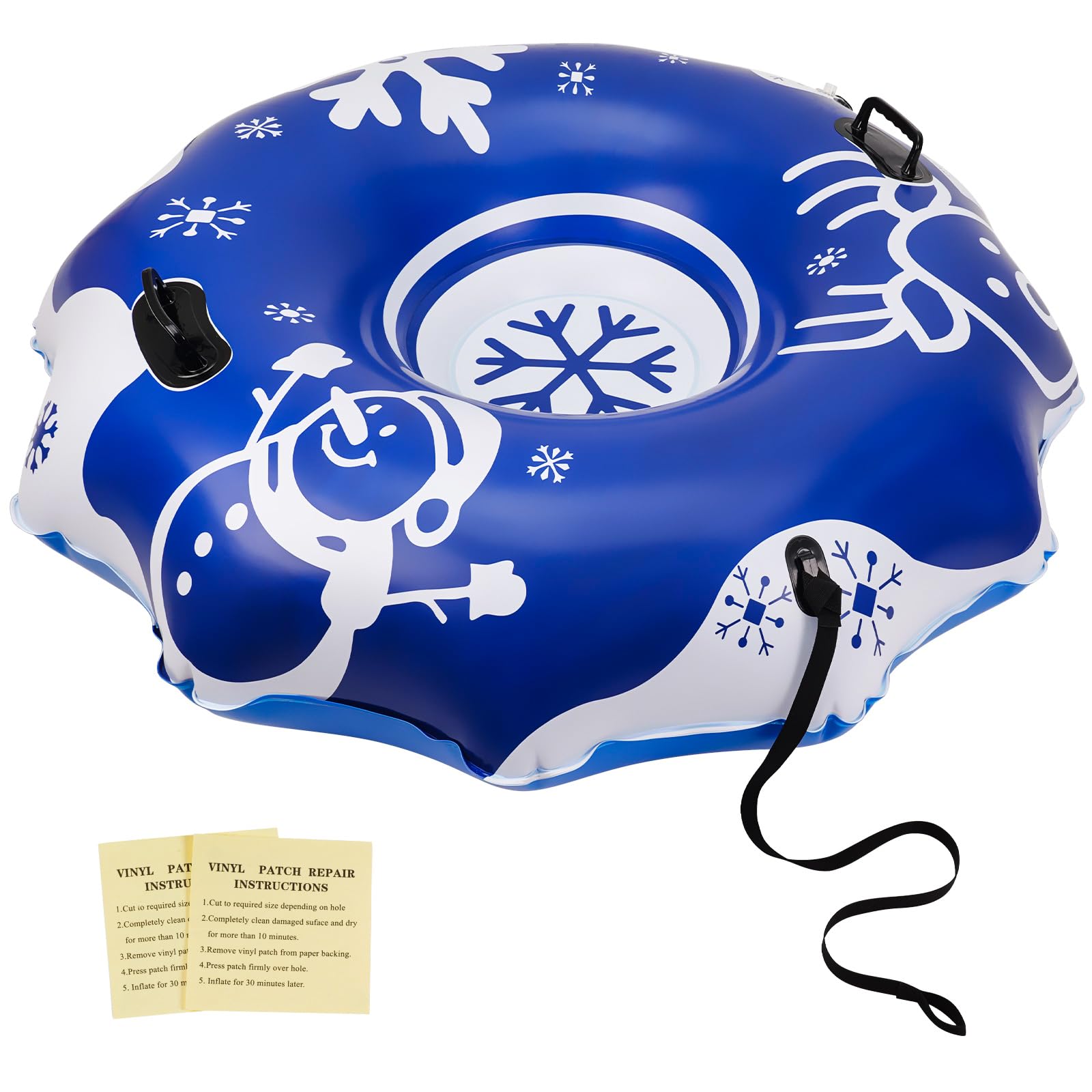 COVACURE 55" Snow Sled Extra Large Snow Tube - Thickened Inflatable Sleds for Adults, Heavy Duty Snow Tube with Reinforced Grab Handle & Rope, Snow Play Gear for Sledding and Skiing