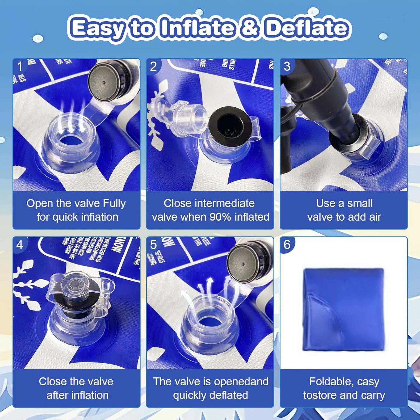 Snow Tube, 47 inch Inflatable Snow Sleds for Kids and Adults, Cold-Resistant Thickened Heavy Duty Hard Sled Snow Bottom with Handles, Winter Outdoor Sports Toys/Gifts for Boys Girls Family Activities