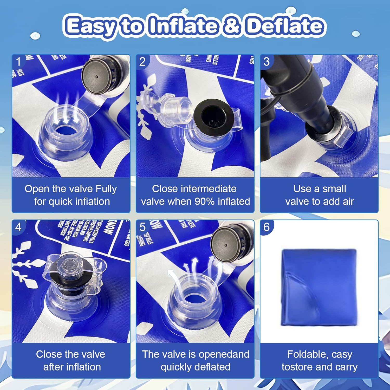 Snow Tube, 47 inch Inflatable Snow Sleds for Kids and Adults, Cold-Resistant Thickened Heavy Duty Hard Sled Snow Bottom with Handles, Winter Outdoor Sports Toys/Gifts for Boys Girls Family Activities