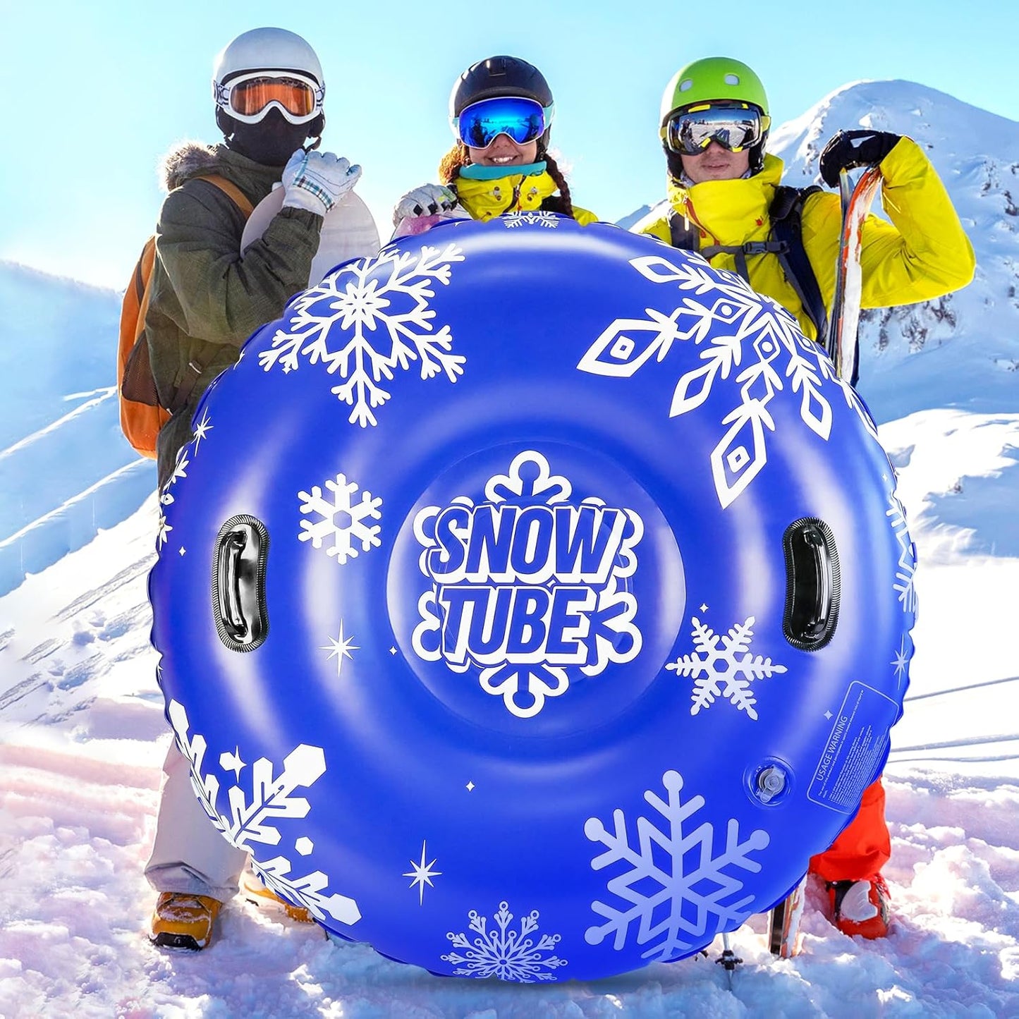 ZMLM Snow Tube, 47 Inches Inflatable Snow Sleds for Kids and Adult, Thickened Heavy Duty Hard Bottom Snow Sled with Handles Supplies Gifts Winter Sports Toys for Boys Girls Family Activities Outdoor