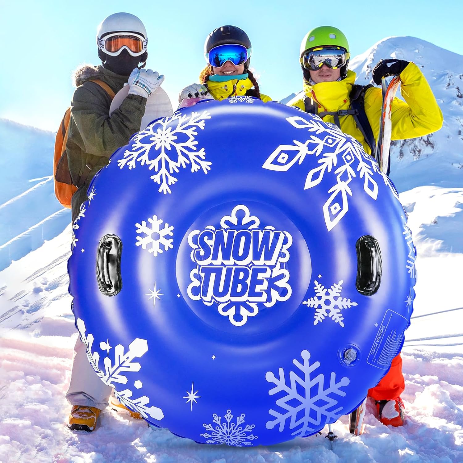 ZMLM Snow Tube, 47 Inches Inflatable Snow Sleds for Kids and Adult, Thickened Heavy Duty Hard Bottom Snow Sled with Handles Supplies Gifts Winter Sports Toys for Boys Girls Family Activities Outdoor